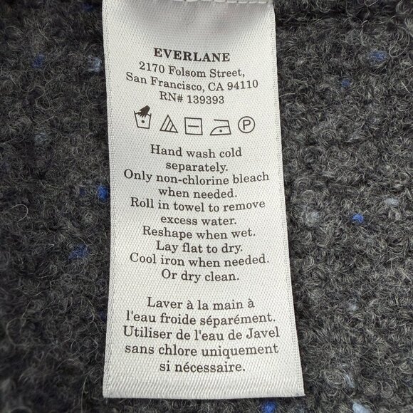 EVERLANE Confetti Crew Charcoal Gray Merino Wool Sweater Medium - Picture 14 of 15